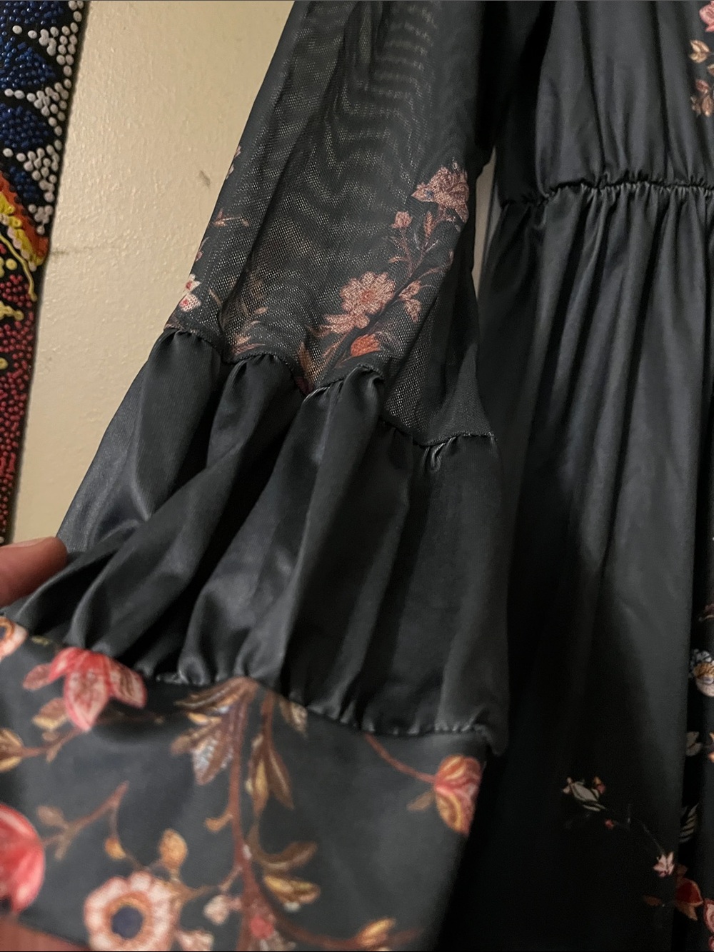 Bohemian Floral Maxi Dress - Teal Green - Picture 5 of 7